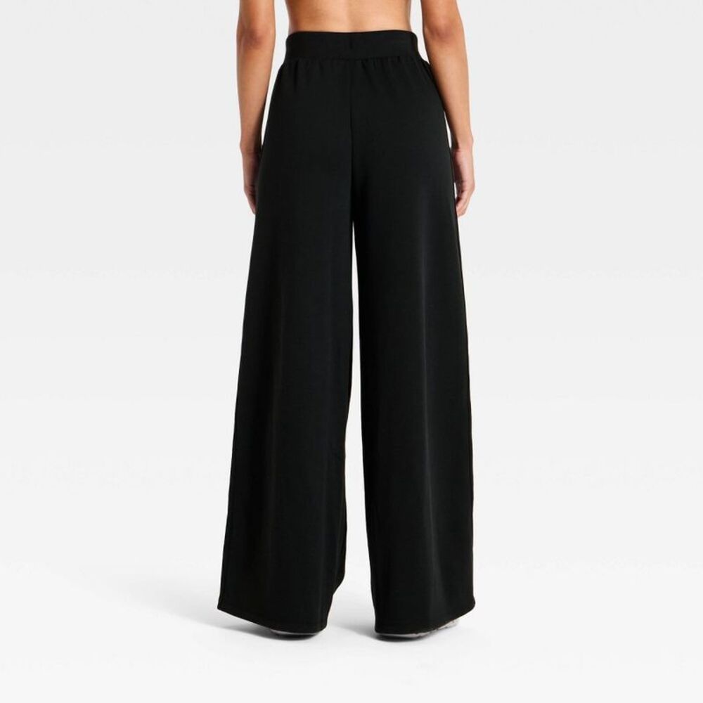Women's Airy Sleek Pique Wide Leg Sweatpants - All In Motion Black M - Picture 2 of 3